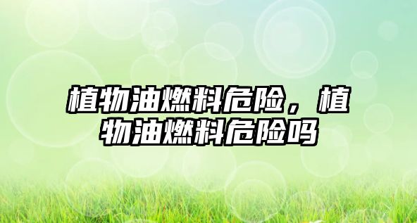 植物油燃料危險(xiǎn)，植物油燃料危險(xiǎn)嗎