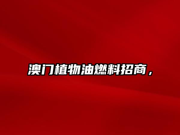 澳門植物油燃料招商，