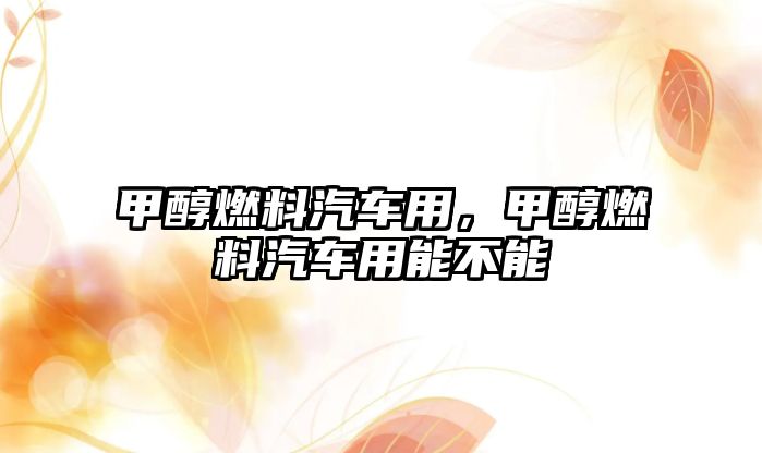 甲醇燃料汽車用，甲醇燃料汽車用能不能