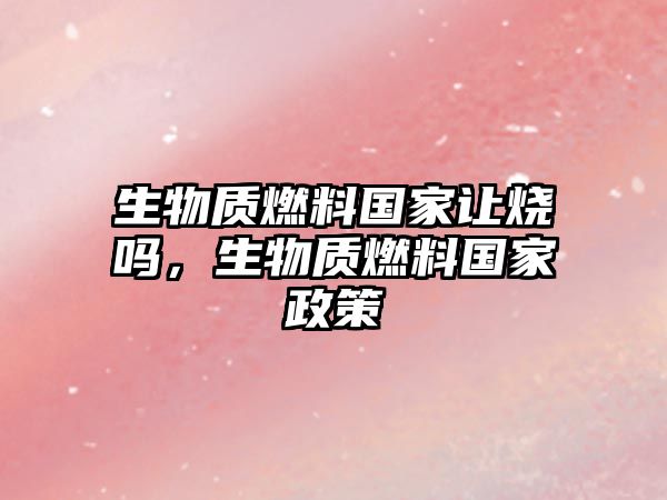 生物質(zhì)燃料國家讓燒嗎，生物質(zhì)燃料國家政策