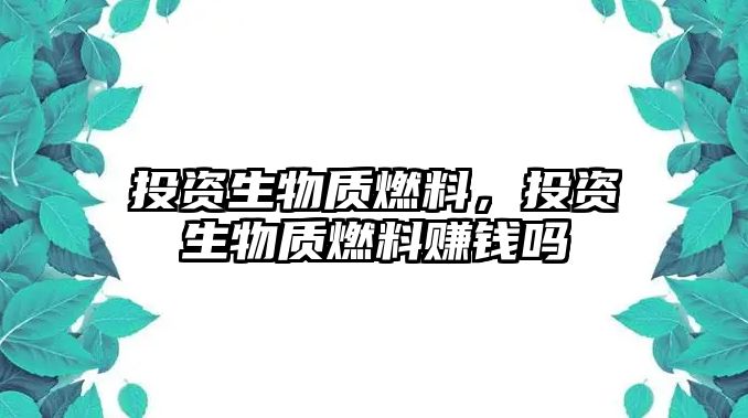 投資生物質(zhì)燃料，投資生物質(zhì)燃料賺錢嗎