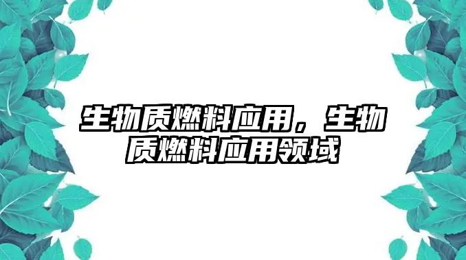 生物質(zhì)燃料應(yīng)用，生物質(zhì)燃料應(yīng)用領(lǐng)域