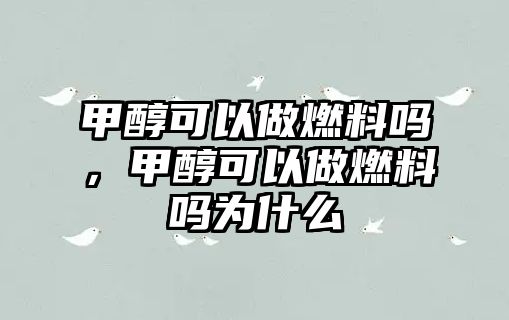 甲醇可以做燃料嗎，甲醇可以做燃料嗎為什么