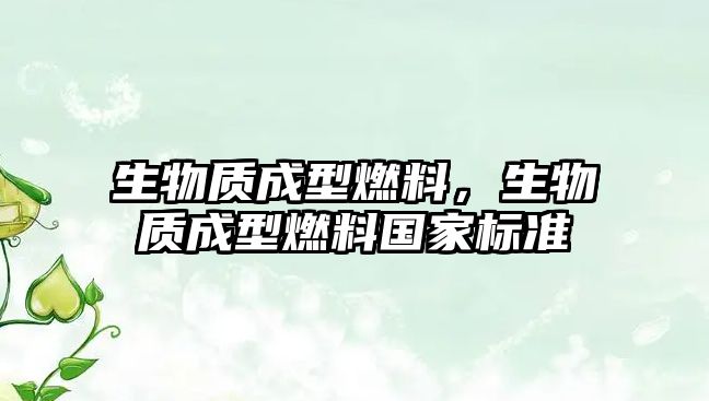 生物質(zhì)成型燃料，生物質(zhì)成型燃料國家標準
