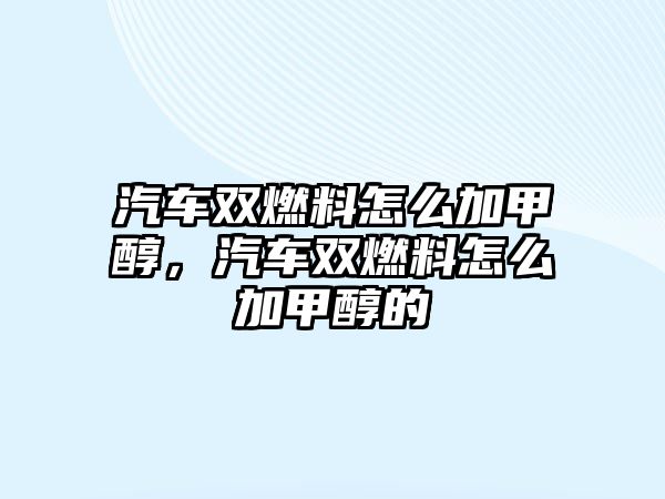 汽車雙燃料怎么加甲醇，汽車雙燃料怎么加甲醇的