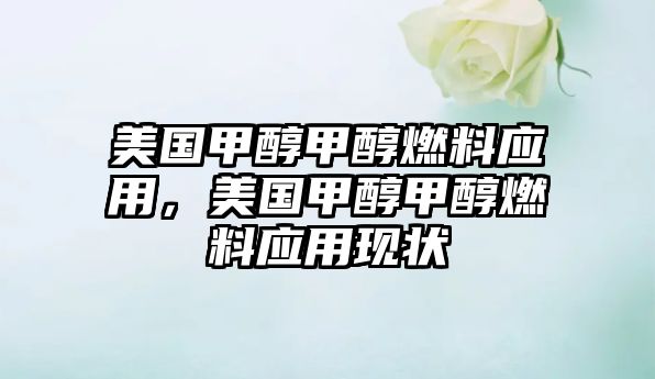 美國(guó)甲醇甲醇燃料應(yīng)用，美國(guó)甲醇甲醇燃料應(yīng)用現(xiàn)狀