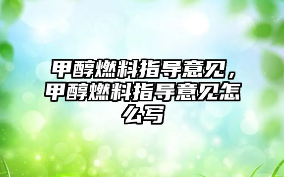 甲醇燃料指導(dǎo)意見，甲醇燃料指導(dǎo)意見怎么寫