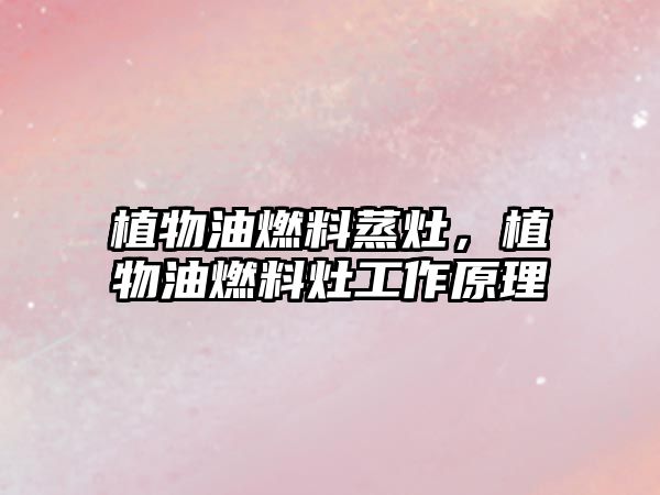 植物油燃料蒸灶，植物油燃料灶工作原理
