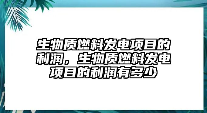 生物質(zhì)燃料發(fā)電項(xiàng)目的利潤，生物質(zhì)燃料發(fā)電項(xiàng)目的利潤有多少