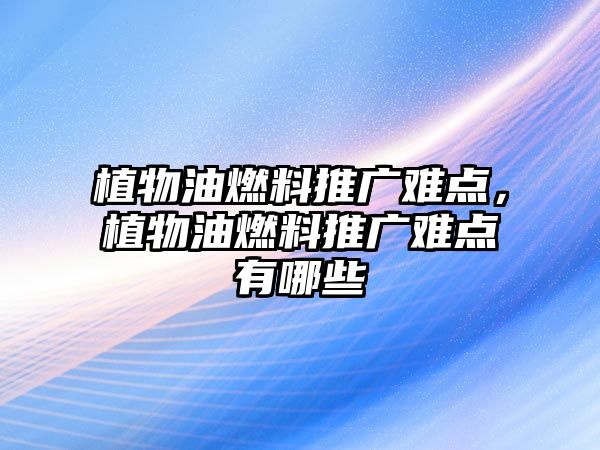 植物油燃料推廣難點，植物油燃料推廣難點有哪些