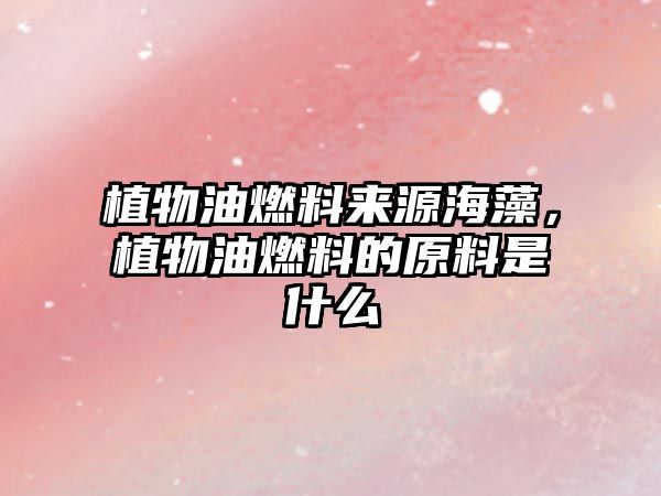 植物油燃料來源海藻，植物油燃料的原料是什么