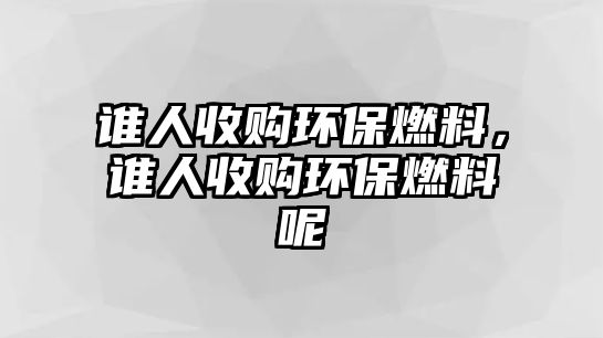 誰人收購環(huán)保燃料，誰人收購環(huán)保燃料呢