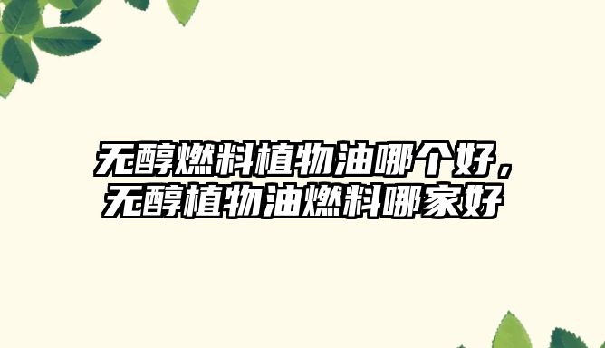 無醇燃料植物油哪個(gè)好，無醇植物油燃料哪家好
