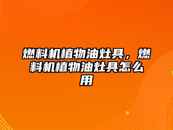 燃料機植物油灶具，燃料機植物油灶具怎么用