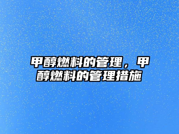 甲醇燃料的管理，甲醇燃料的管理措施