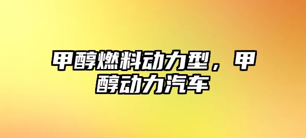 甲醇燃料動力型，甲醇動力汽車