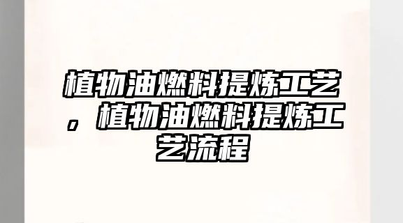 植物油燃料提煉工藝，植物油燃料提煉工藝流程