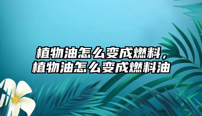 植物油怎么變成燃料，植物油怎么變成燃料油
