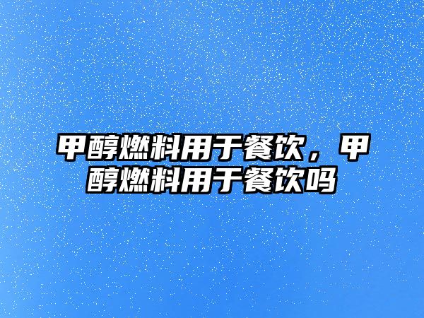 甲醇燃料用于餐飲，甲醇燃料用于餐飲嗎