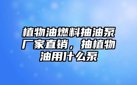 植物油燃料抽油泵廠家直銷，抽植物油用什么泵