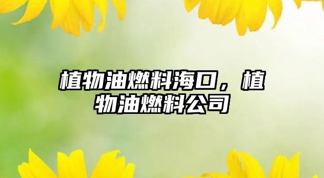 植物油燃料海口，植物油燃料公司
