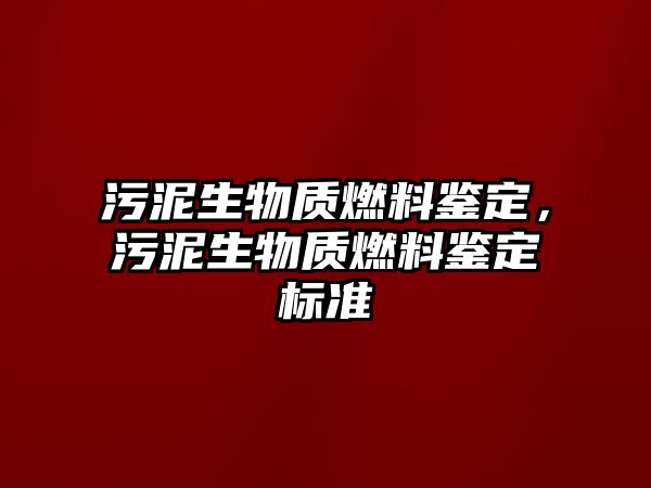 污泥生物質(zhì)燃料鑒定，污泥生物質(zhì)燃料鑒定標準