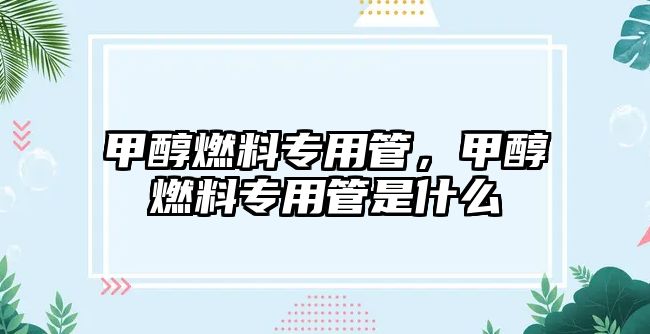 甲醇燃料專用管，甲醇燃料專用管是什么