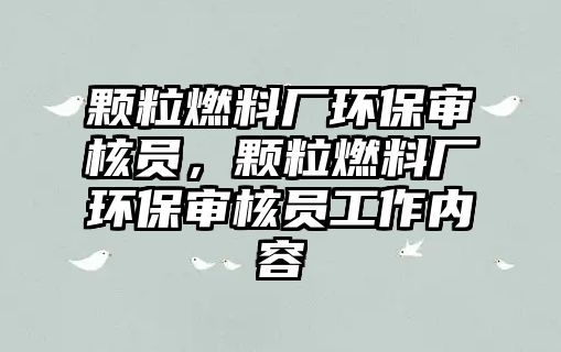 顆粒燃料廠環(huán)保審核員，顆粒燃料廠環(huán)保審核員工作內容