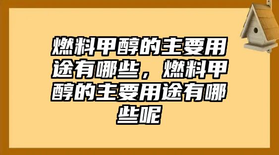 燃料甲醇的主要用途有哪些，燃料甲醇的主要用途有哪些呢