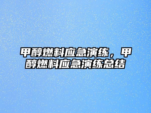 甲醇燃料應急演練，甲醇燃料應急演練總結