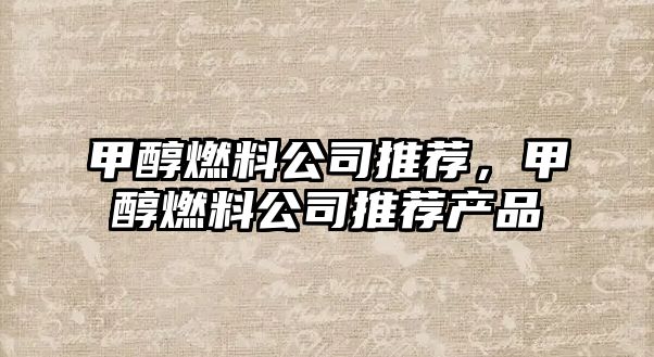甲醇燃料公司推薦，甲醇燃料公司推薦產(chǎn)品