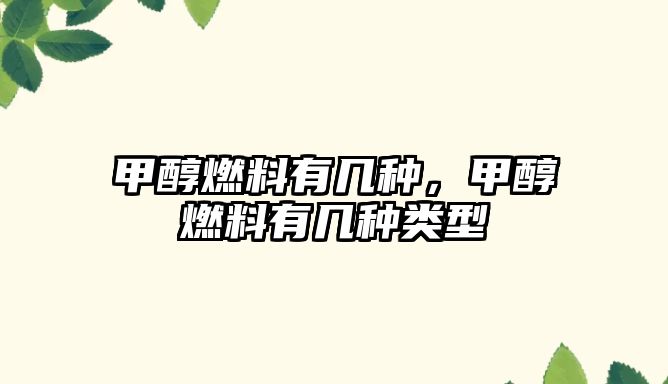 甲醇燃料有幾種，甲醇燃料有幾種類型