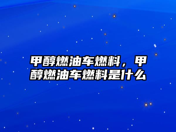 甲醇燃油車燃料，甲醇燃油車燃料是什么
