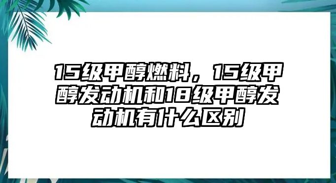 15級甲醇燃料，15級甲醇發(fā)動機和18級甲醇發(fā)動機有什么區(qū)別