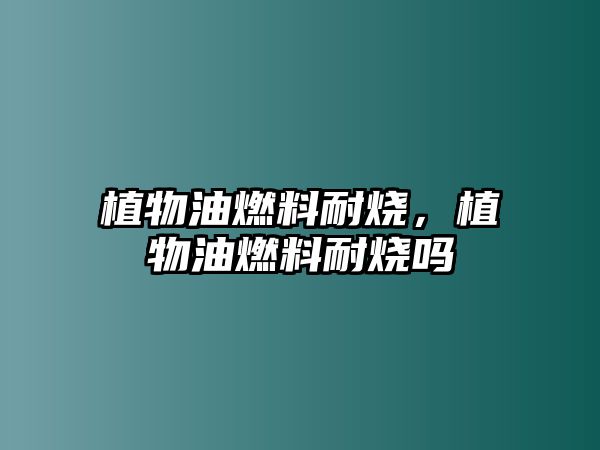 植物油燃料耐燒，植物油燃料耐燒嗎