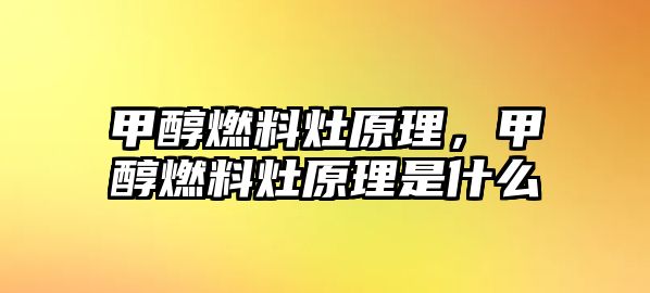 甲醇燃料灶原理，甲醇燃料灶原理是什么