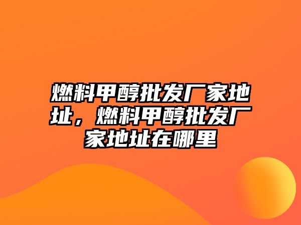 燃料甲醇批發(fā)廠家地址，燃料甲醇批發(fā)廠家地址在哪里