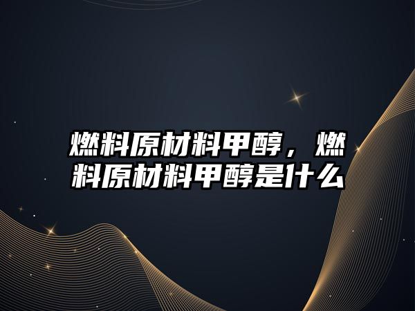 燃料原材料甲醇，燃料原材料甲醇是什么