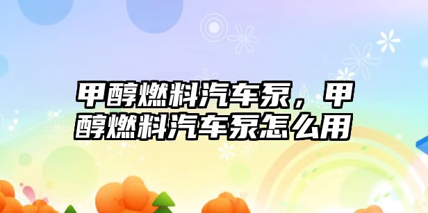 甲醇燃料汽車泵，甲醇燃料汽車泵怎么用