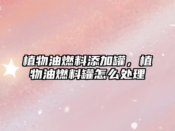 植物油燃料添加罐，植物油燃料罐怎么處理