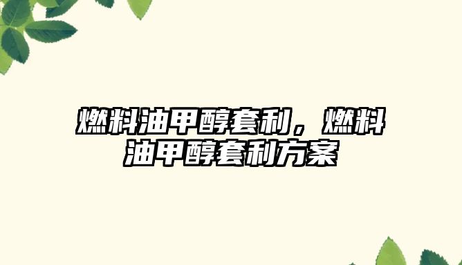 燃料油甲醇套利，燃料油甲醇套利方案