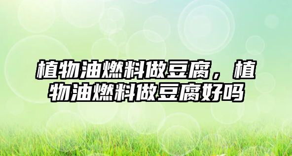 植物油燃料做豆腐，植物油燃料做豆腐好嗎