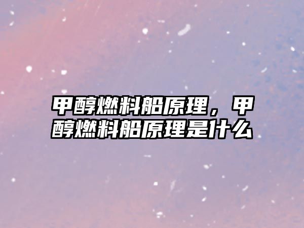 甲醇燃料船原理，甲醇燃料船原理是什么