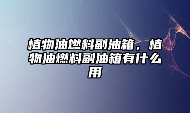 植物油燃料副油箱，植物油燃料副油箱有什么用