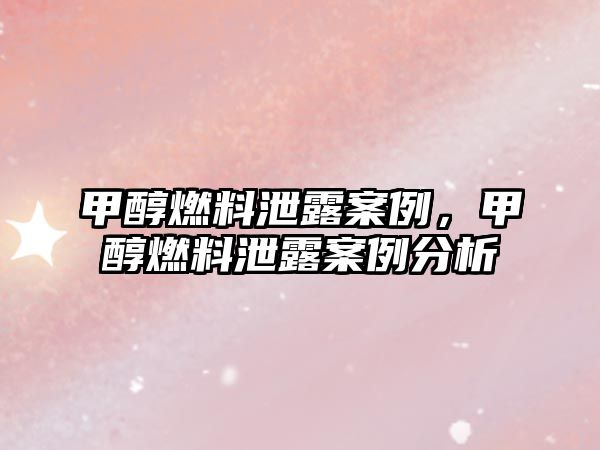甲醇燃料泄露案例，甲醇燃料泄露案例分析