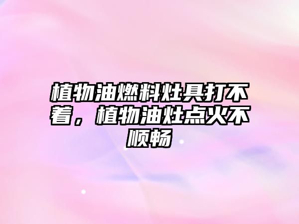 植物油燃料灶具打不著，植物油灶點火不順暢