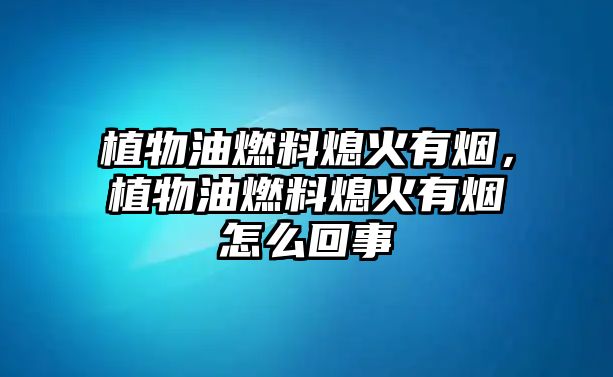植物油燃料熄火有煙，植物油燃料熄火有煙怎么回事