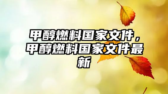 甲醇燃料國家文件，甲醇燃料國家文件最新