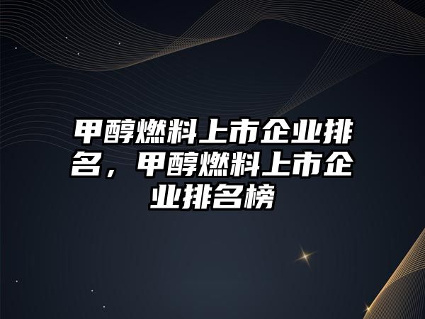 甲醇燃料上市企業(yè)排名，甲醇燃料上市企業(yè)排名榜