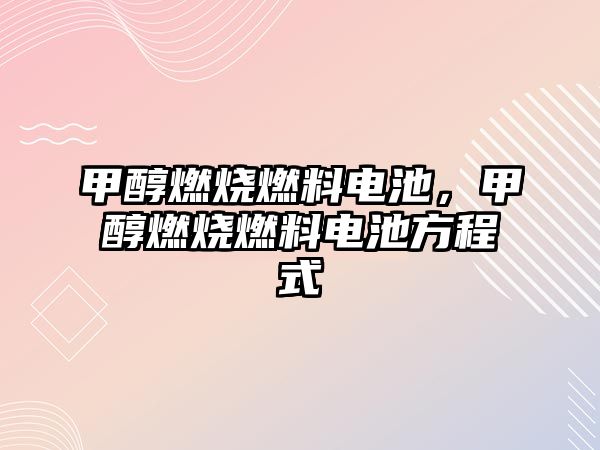 甲醇燃燒燃料電池，甲醇燃燒燃料電池方程式